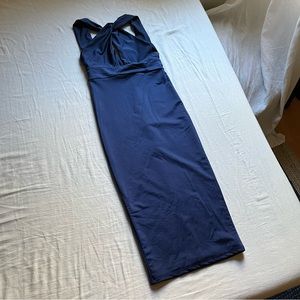 Michael Costello Navy Midi Dress